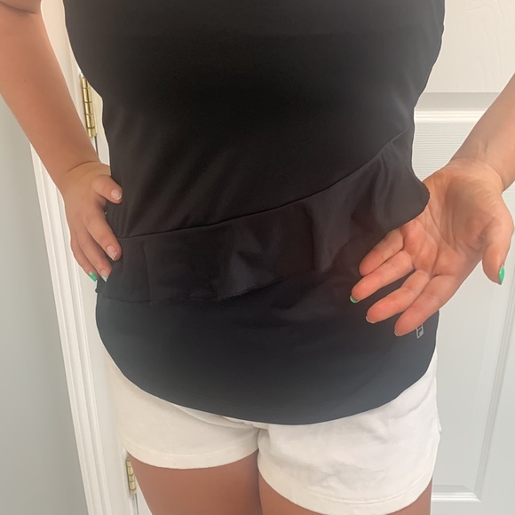 Fila black racer back tank with asymmetrical ruffle size M - Picture 4 of 9